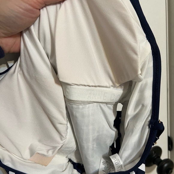 Anne Cole Studio Don't Smock Me One-Piece Swimsuit blue/white tie side size 10 - Picture 8 of 8